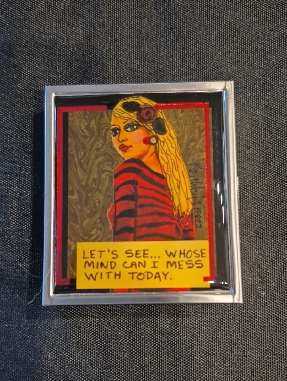 Bad Girl Art Collection Silver Pill Box From Lucky Street Pop Art